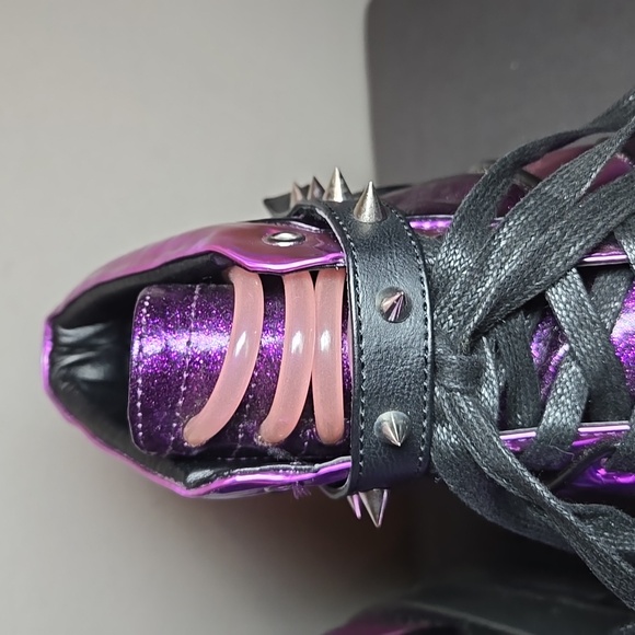 Demonia Plant Neptunez 100 UV Unisex Platform Purple Glitter Hologram Sneakers - Picture 6 of 16